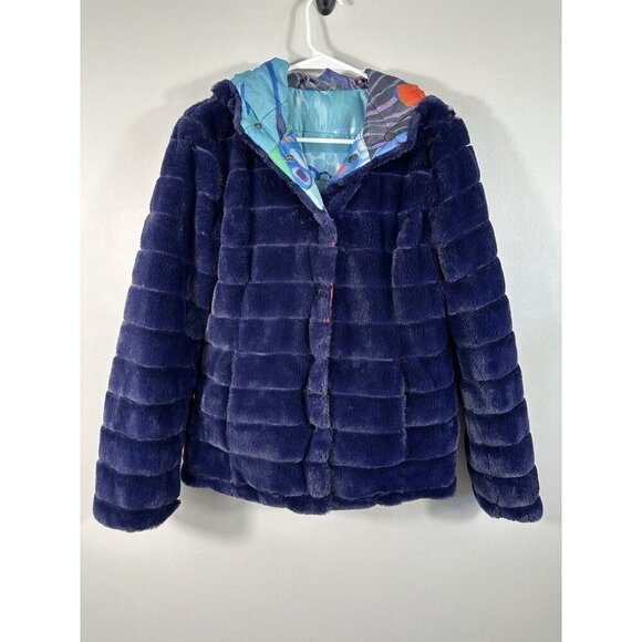 Claire Desjardins Jacket Womens XS Reversible Faux Fur Wearable Art Watercolor - Picture 2 of 15